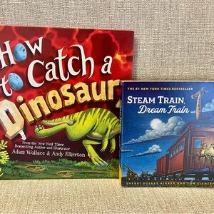 Children Book Set: How to Catch a Dinosaur & Steam Train, Dream Train. NEW FRESH